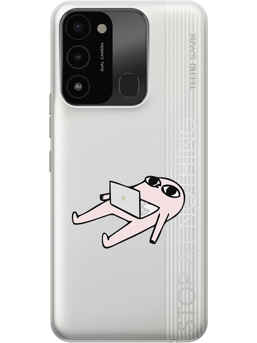 

Силиконовый чехол на Tecno Spark 8C "Freelance", Прозрачный;розовый;серый, 20001472