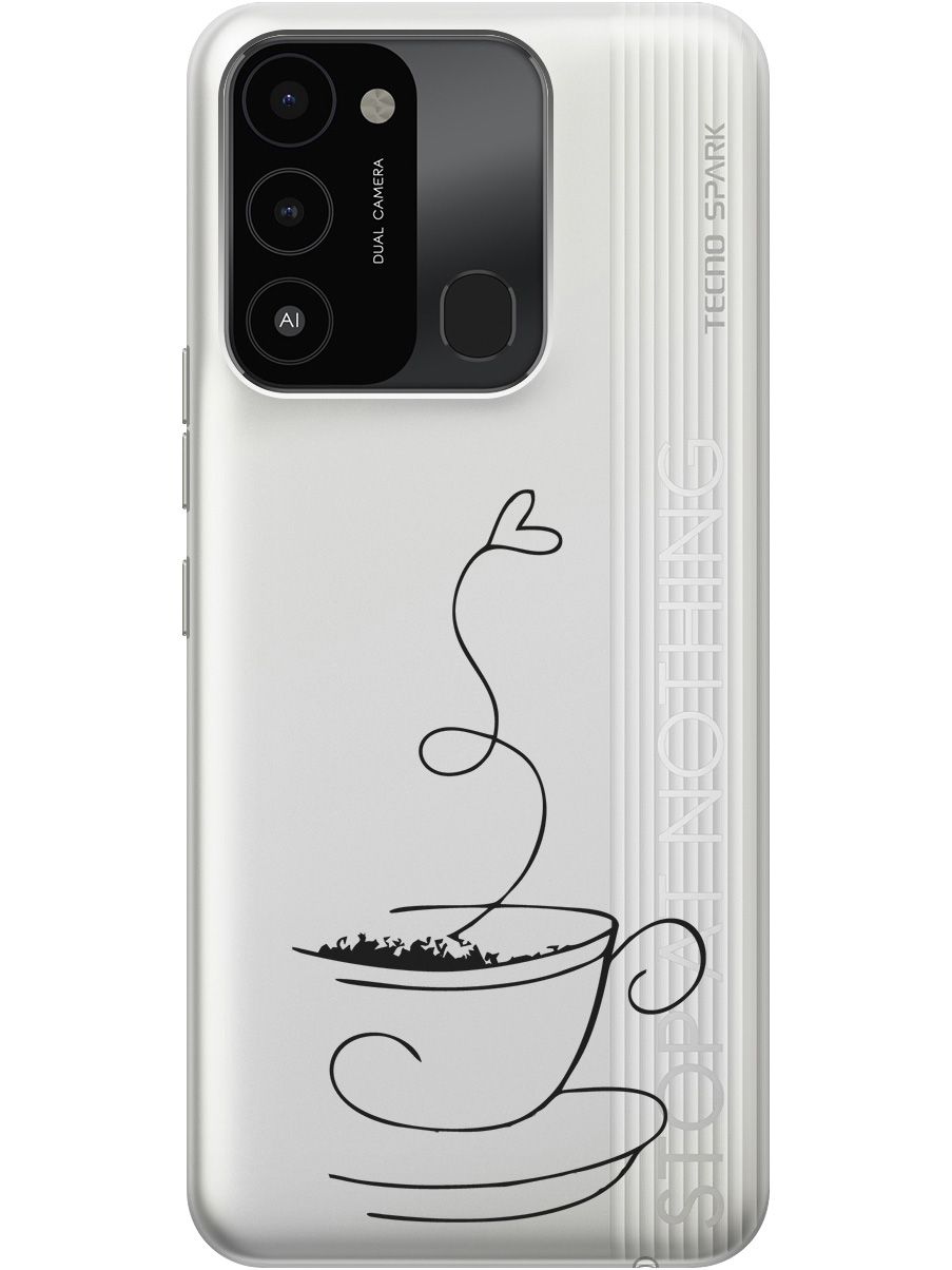 

Силиконовый чехол на Tecno Spark 8C "Coffee Love", Прозрачный;черный, 20001472