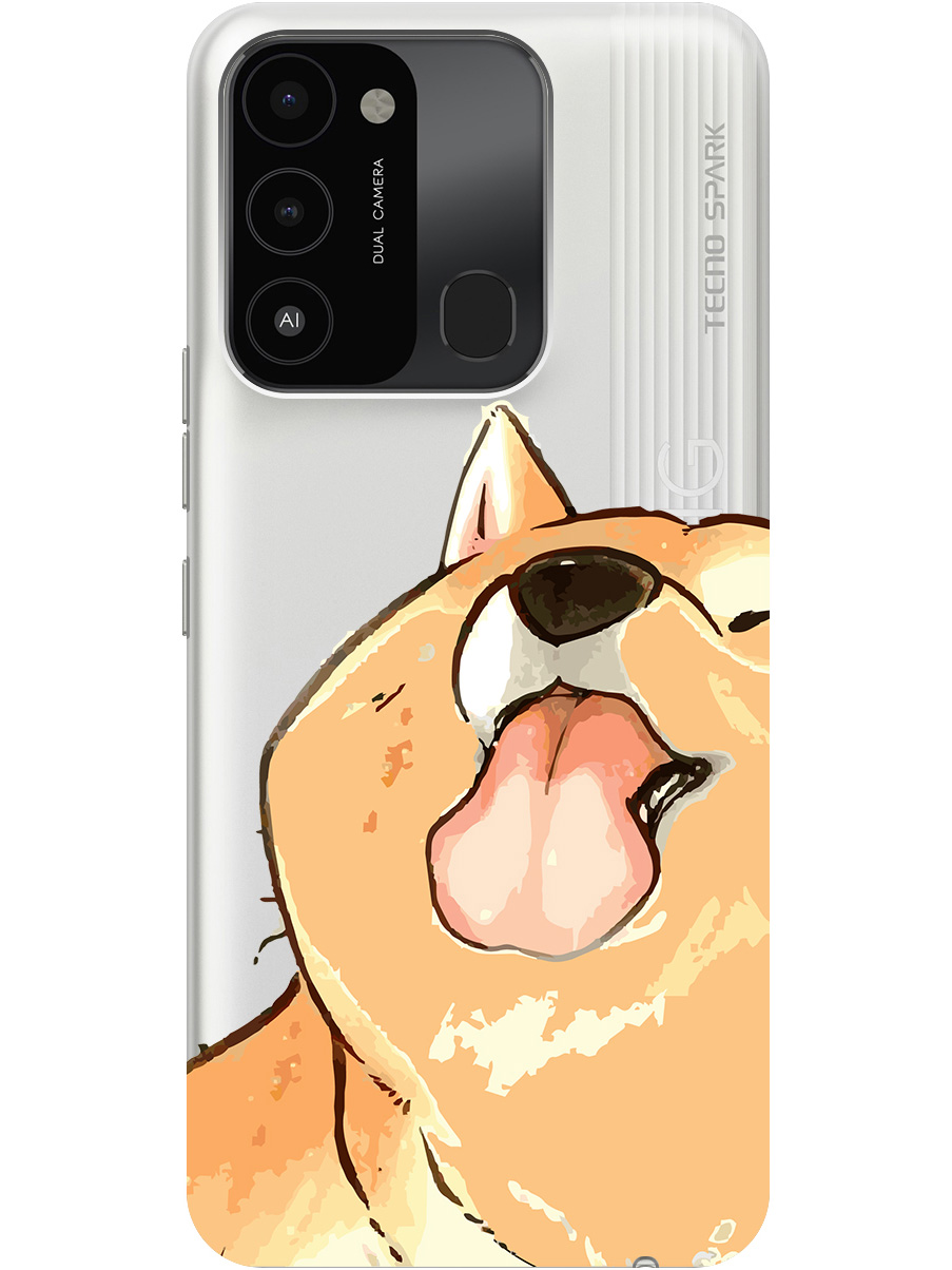 

Силиконовый чехол на Tecno Spark 8C "Shiba", Прозрачный;бежевый;коричневый, 20001472
