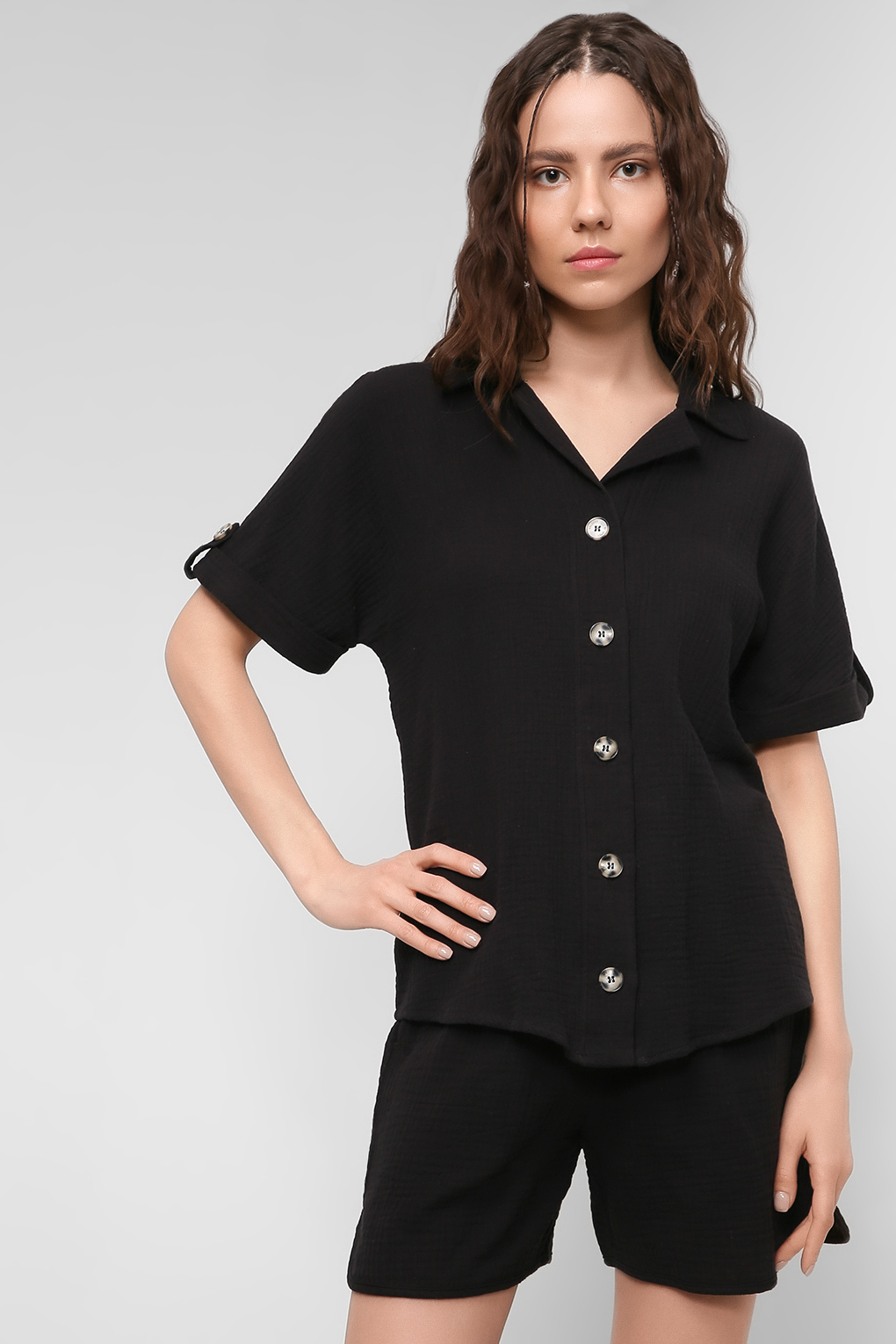 Рубашка женская Belucci BL22043396-001 черная XS