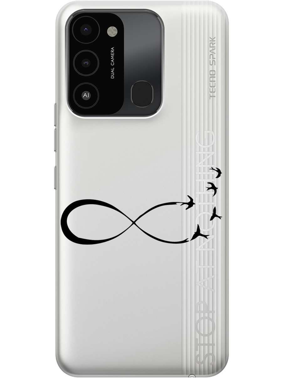 

Силиконовый чехол на Tecno Spark 8C "Infinity", Прозрачный;черный, 20001472