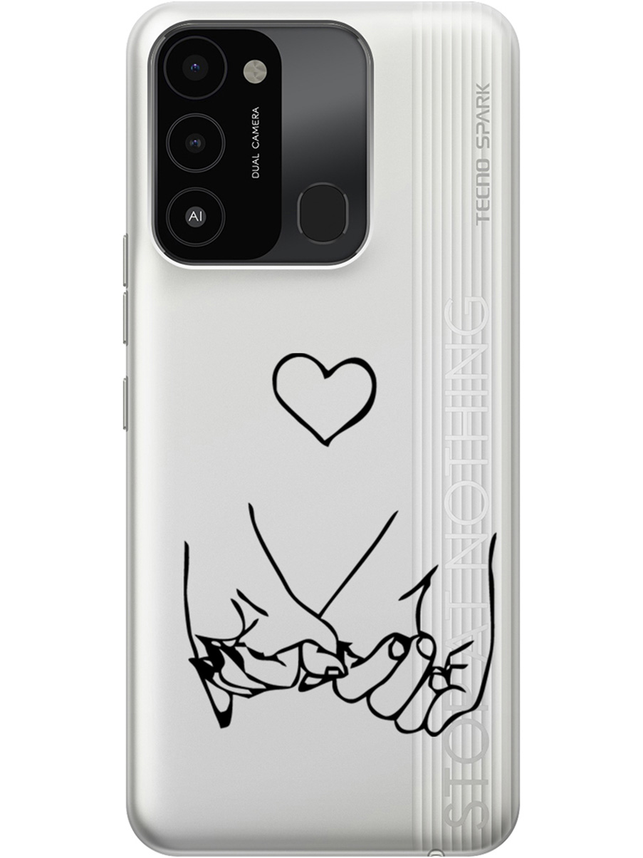 

Силиконовый чехол на Tecno Spark 8C "Lovers Hands", Прозрачный;черный, 20001472