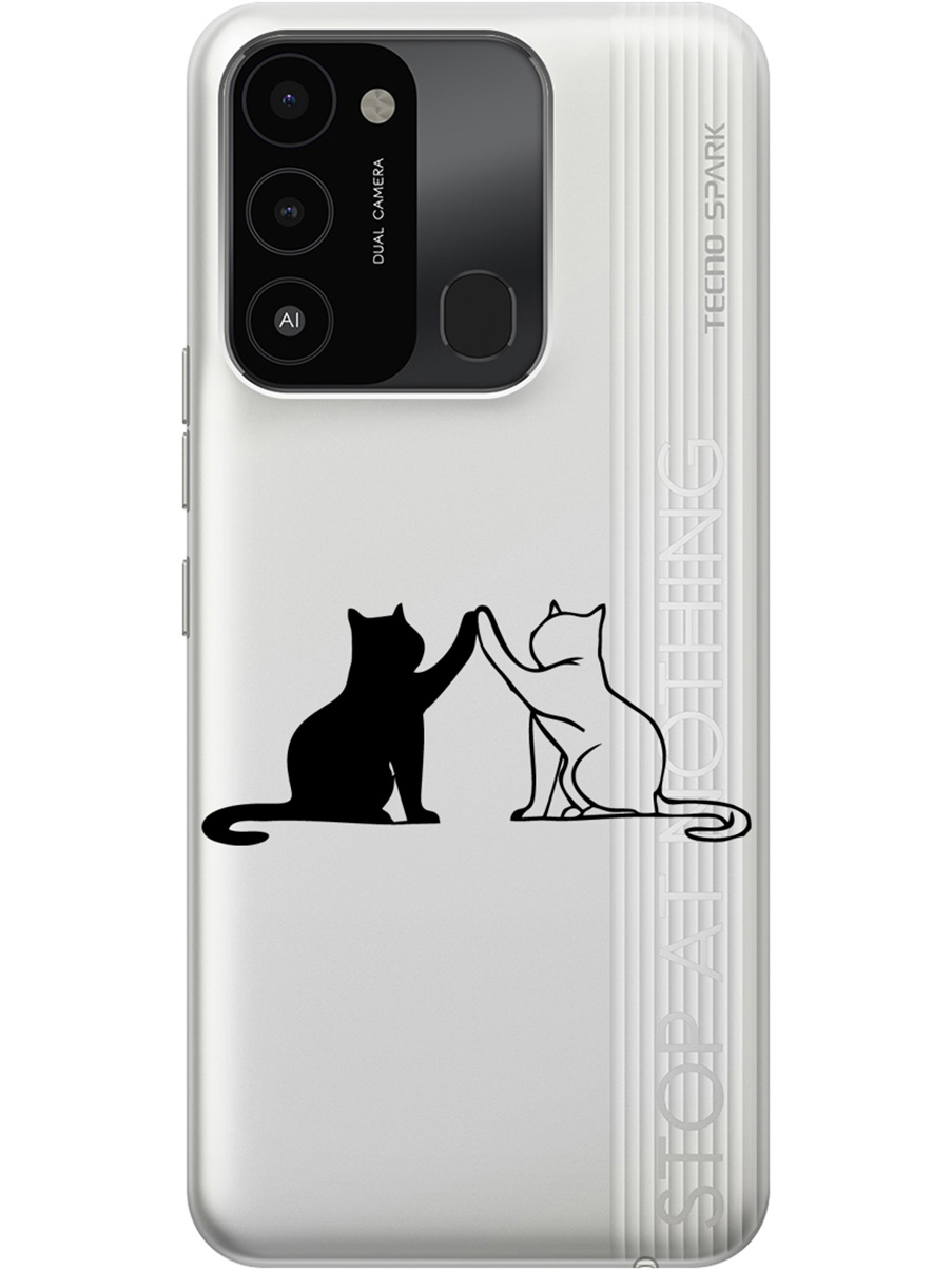 

Силиконовый чехол на Tecno Spark 8C "Cats", Прозрачный;черный, 20001472