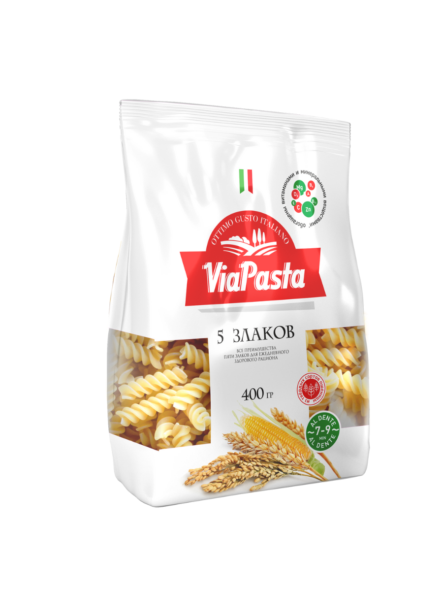 

Макароны Via Pasta фигурные с витаминами и минералами 5 злаков, 400 г