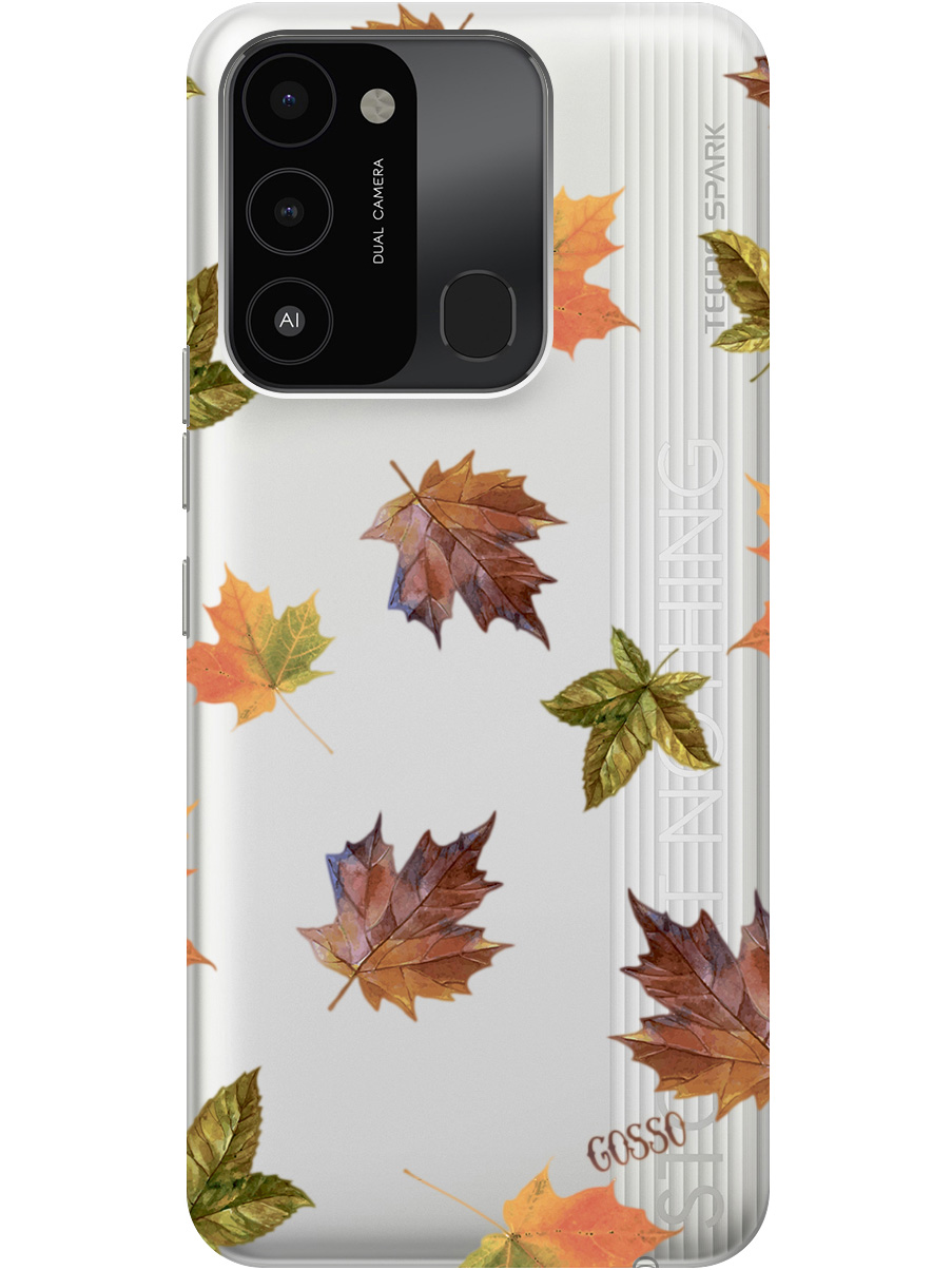 

Силиконовый чехол на Tecno Spark 8C "Maple", Прозрачный;оранжевый, 20001472