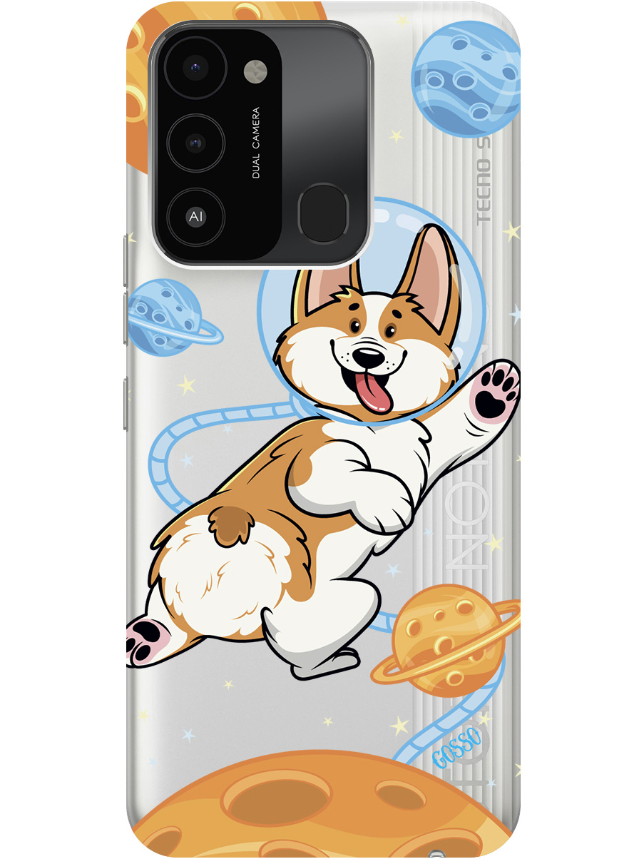 

Силиконовый чехол на Tecno Spark 8C "CosmoCorgi", Прозрачный;коричневый, 20001472