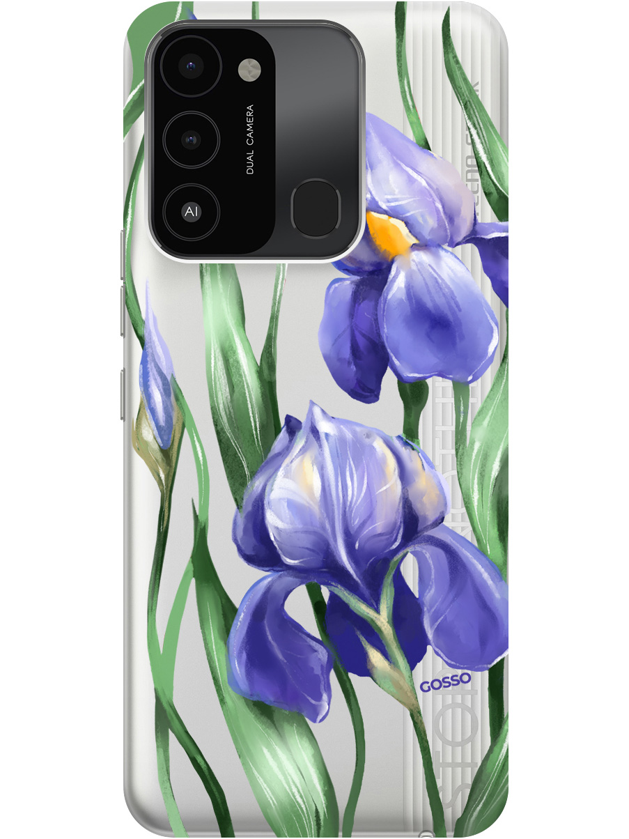 

Силиконовый чехол на Tecno Spark 8C "Amazing Irises", Прозрачный;белый;синий, 20001472