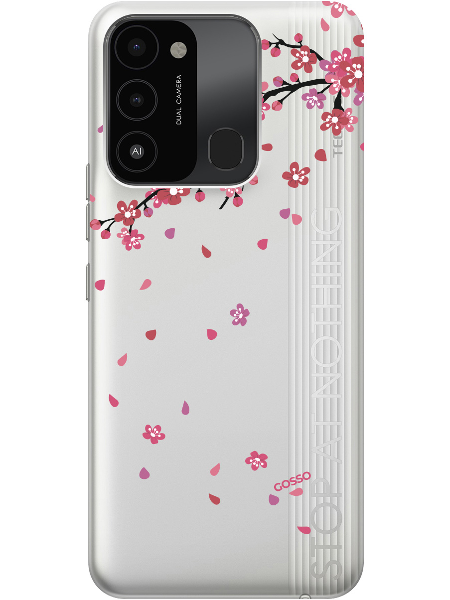 

Силиконовый чехол на Tecno Spark 8C "Sakura", Прозрачный;коричневый;розовый, 20001472