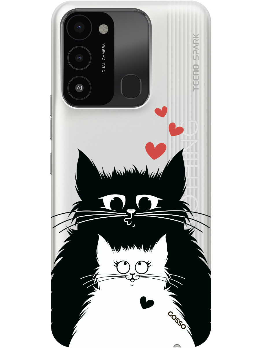 

Силиконовый чехол на Tecno Spark 8C "Cats in Love", Прозрачный;белый;красный;черный, 20001472