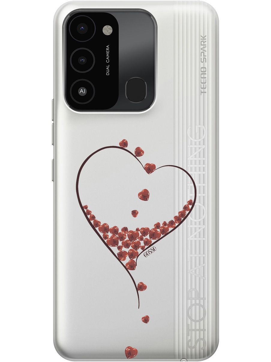 

Силиконовый чехол на Tecno Spark 8C "Little hearts", Прозрачный;черный, 20001472