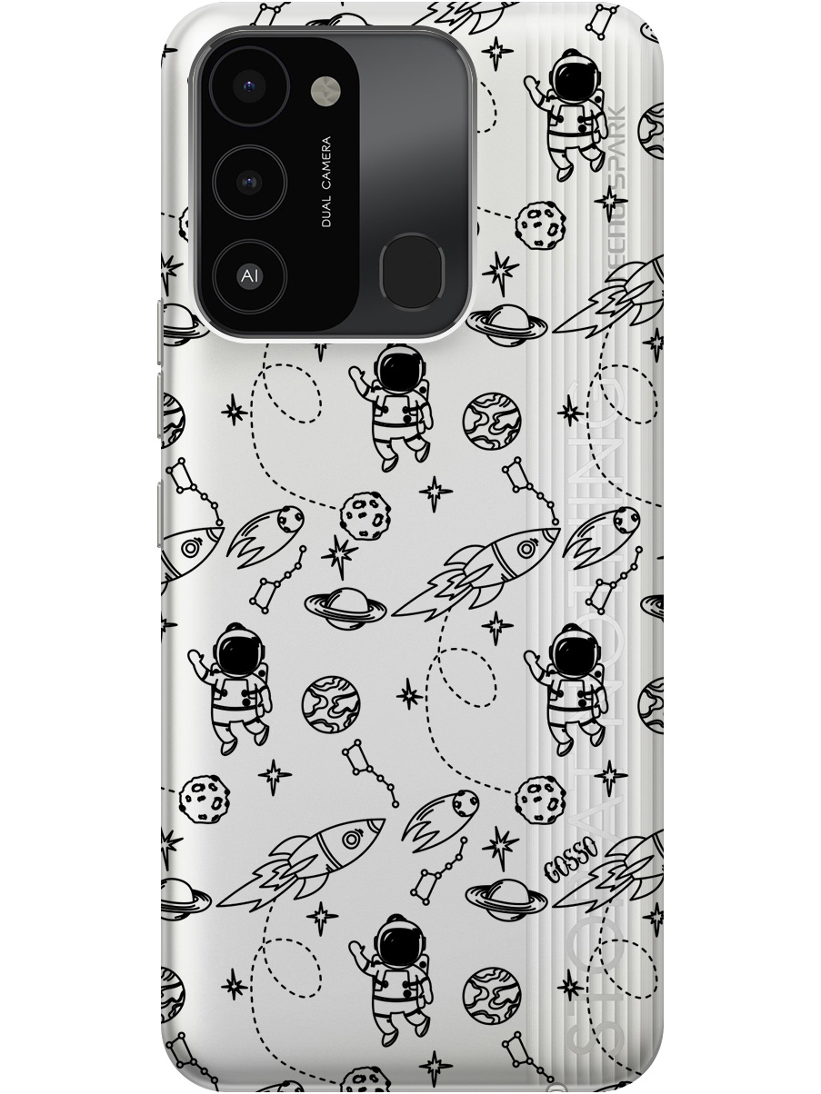 

Силиконовый чехол на Tecno Spark 8C "Space", Прозрачный;черный, 20001472
