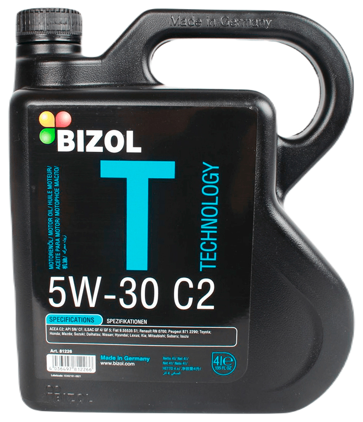 Моторное масло BIZOL Technology C2 API SN/CF синтетическое 5W30 4л