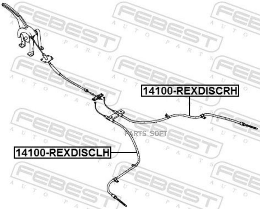 

Трос Ручного Тормоза Левый FEBEST 14100rexdisclh