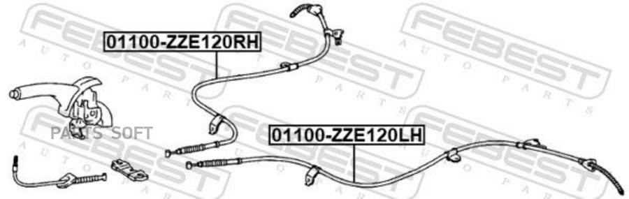 

Трос Ручного Тормоза Правый FEBEST 01100zze120rh