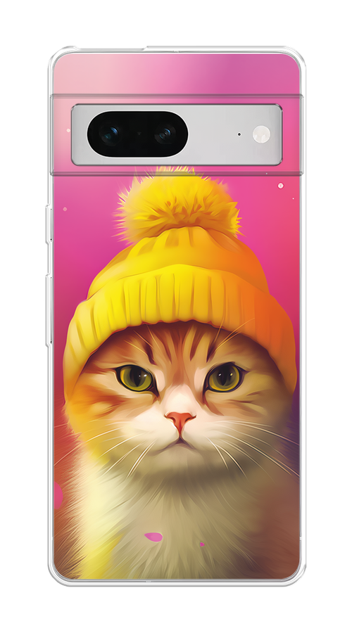 

Чехол на Google Pixel 7 "Котик в шапочке", Розовый;желтый;бежевый, 271250-1