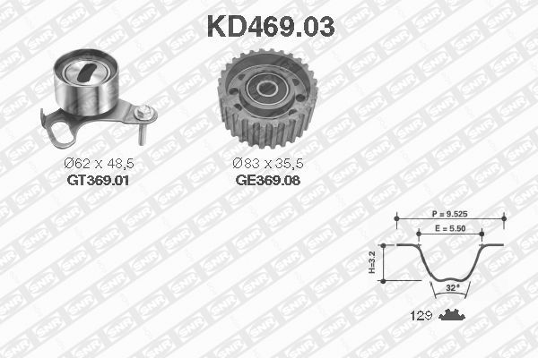 

Рем. Компл. ГРМ: ремень + ролики SNR kd46903