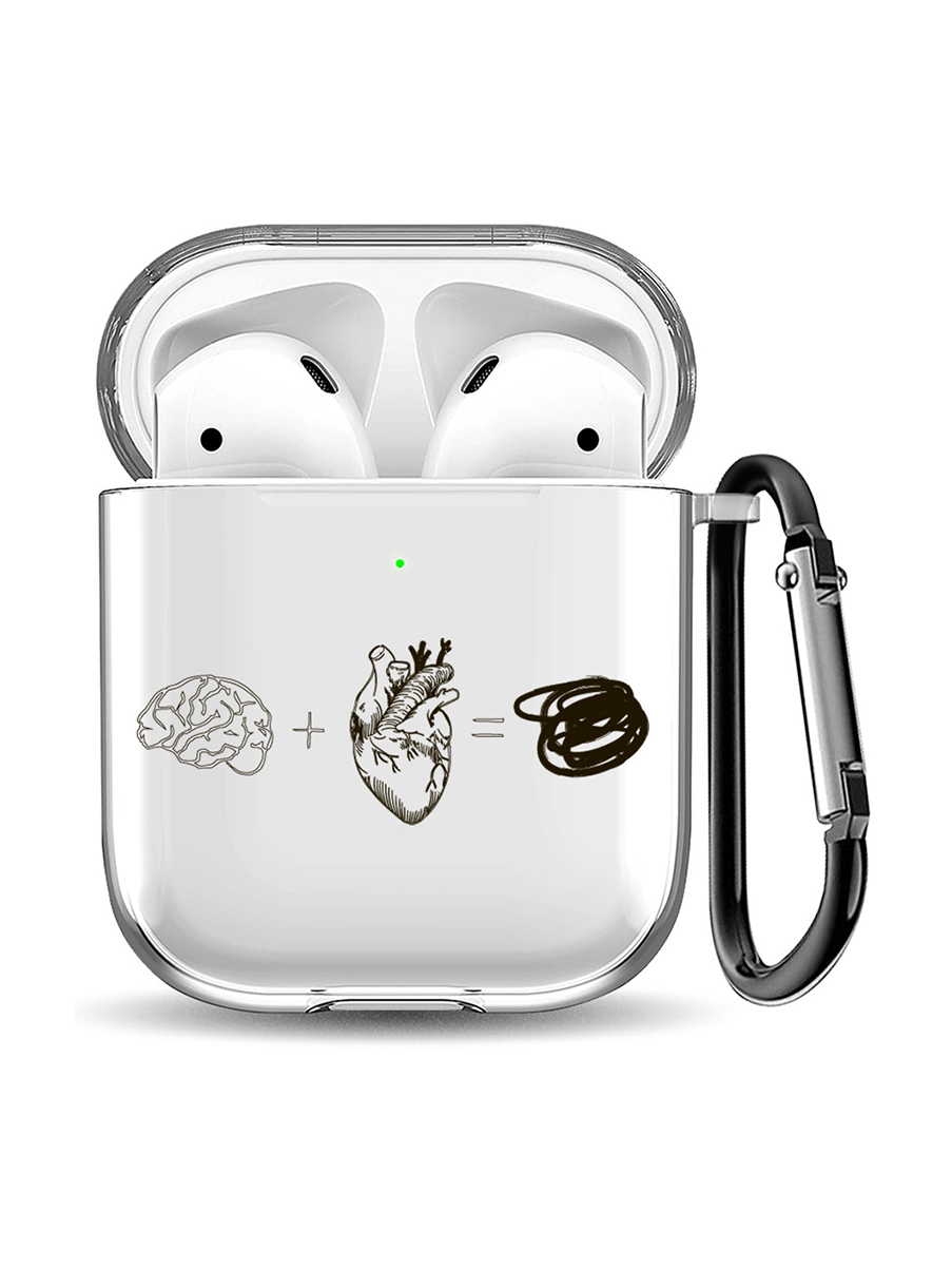 

Силиконовый чехол для Apple Airpods 1/2 с принтом "Brain Plus Heart", Прозрачный;черный, 200160245