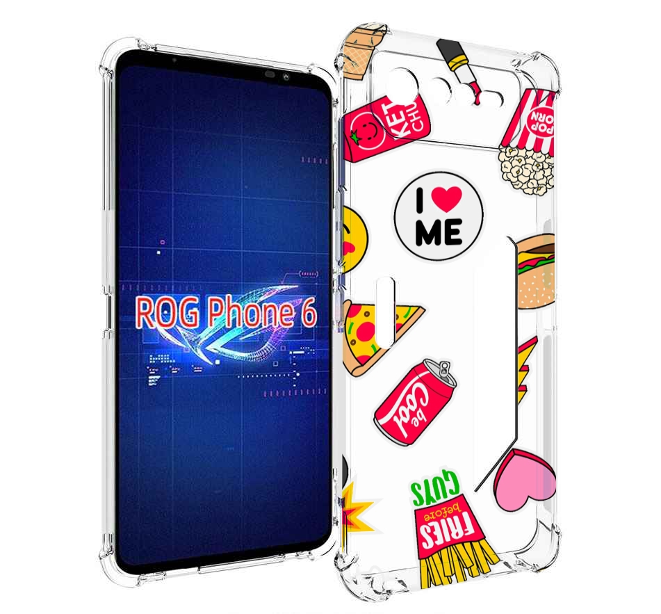 

Чехол MyPads фаст-фуд для Asus ROG Phone 6, Прозрачный, Tocco