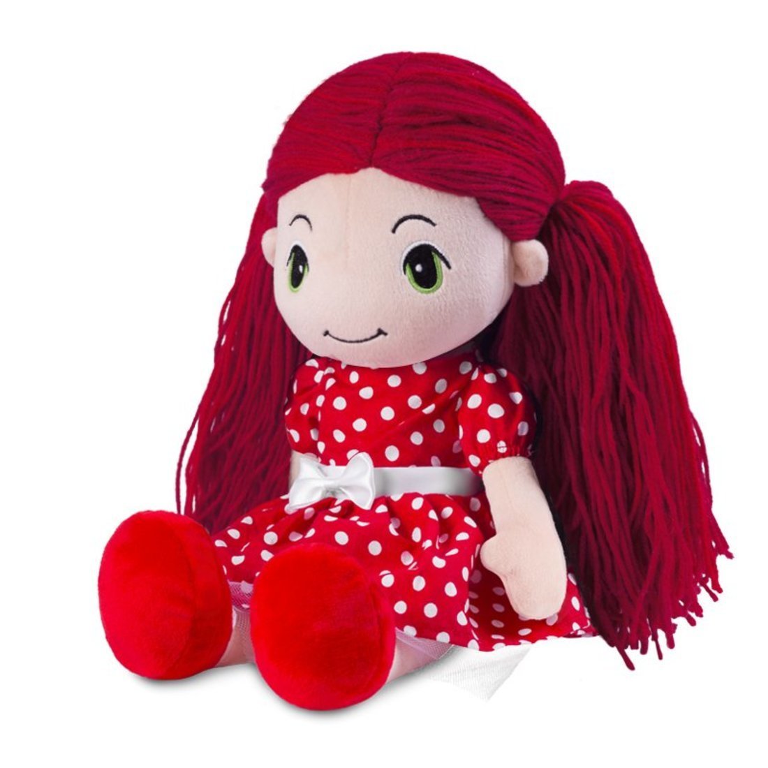 фото Мягкая игрушка maxitoys кукла стильняшка в красном платье в горошек mt-hh-05042027, 40 см
