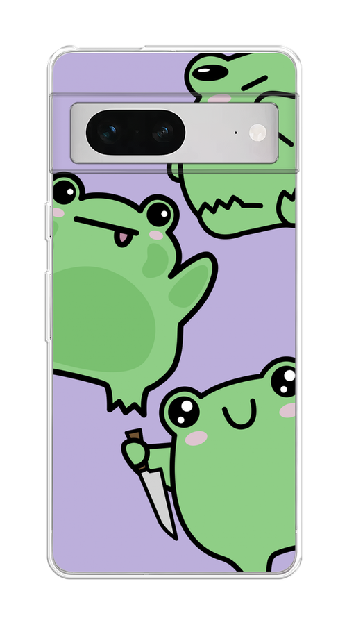 

Чехол на Google Pixel 7 "Опасные лягушата", Фиолетовый;зеленый;черный, 271250-1