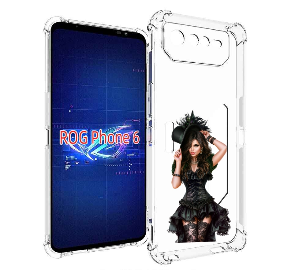 

Чехол MyPads стройная-девушка-в-черном-платье для Asus ROG Phone 6, Прозрачный, Tocco