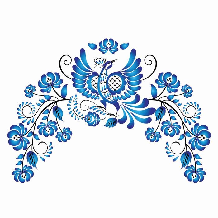 

Термонаклейка Страна Карнавалия Гжель птица 31,5*23,5 см, набор 10 штук, Синий