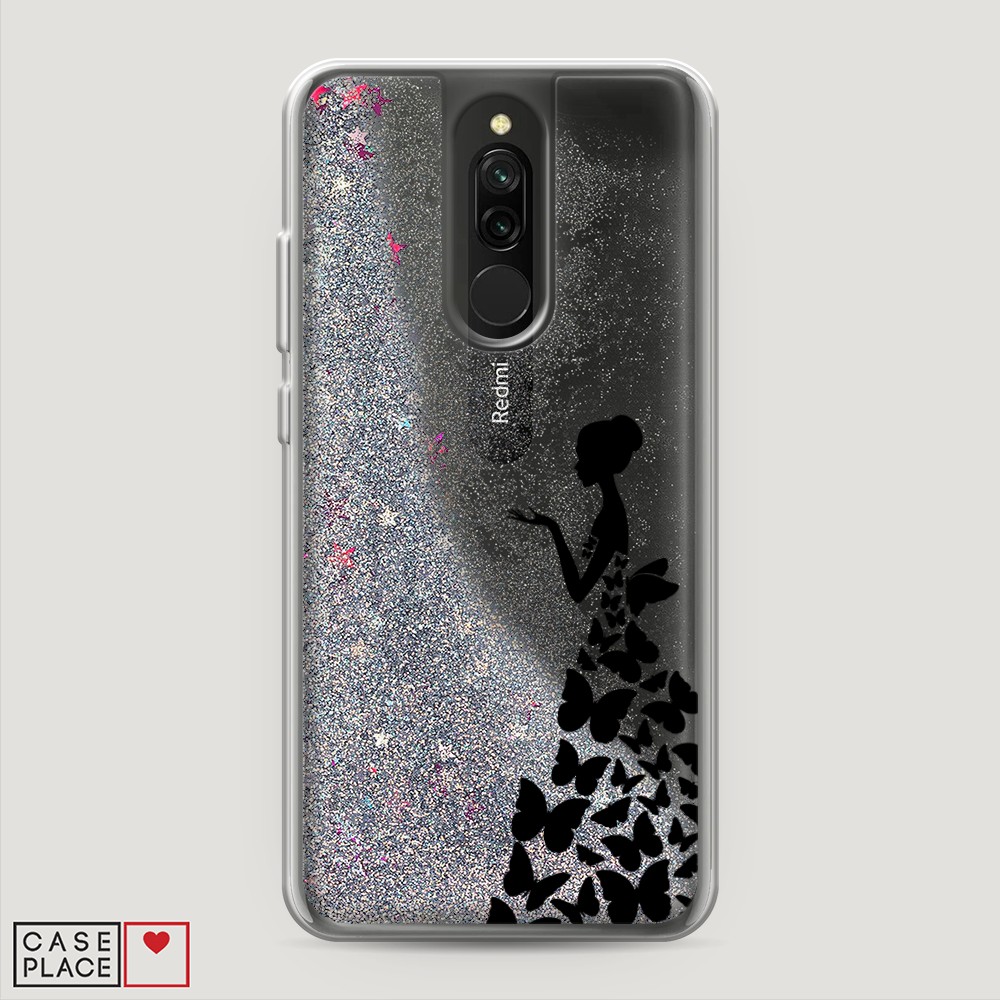 

Жидкий чехол с блестками "Дама в бабочках" на Xiaomi Redmi 8, 37191-1