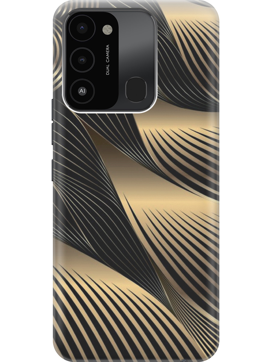 

Силиконовый чехол на Tecno Spark 8C "Золотистые изгибы", Золотистый;черный, 20001472