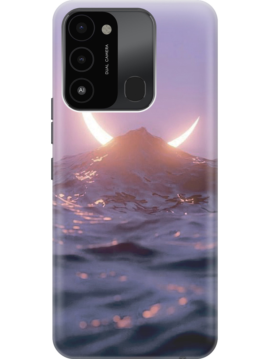 

Силиконовый чехол на Tecno Spark 8C "Месяц и море", Желтый;розовый;синий, 20001472