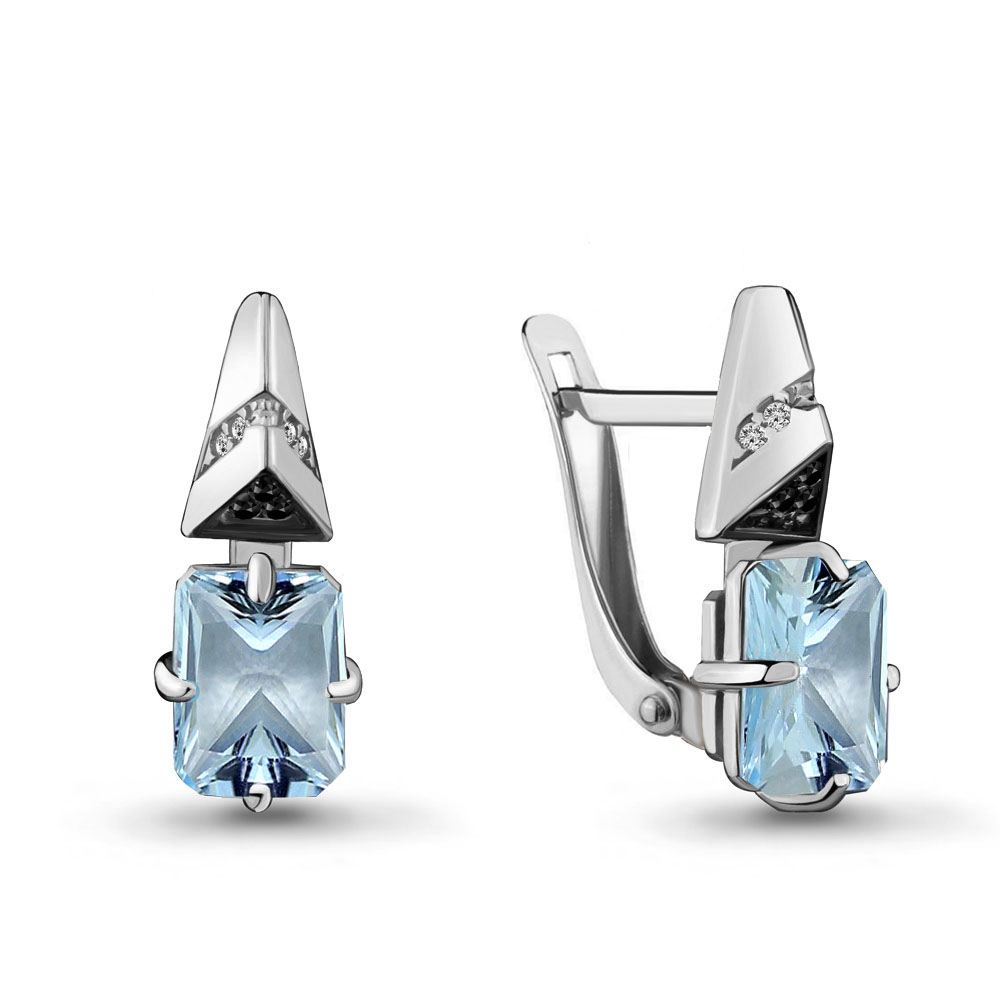 

Серьги из серебра с топазом Aquamarine 4474902Ч_925_р, 4474902Ч_925_р