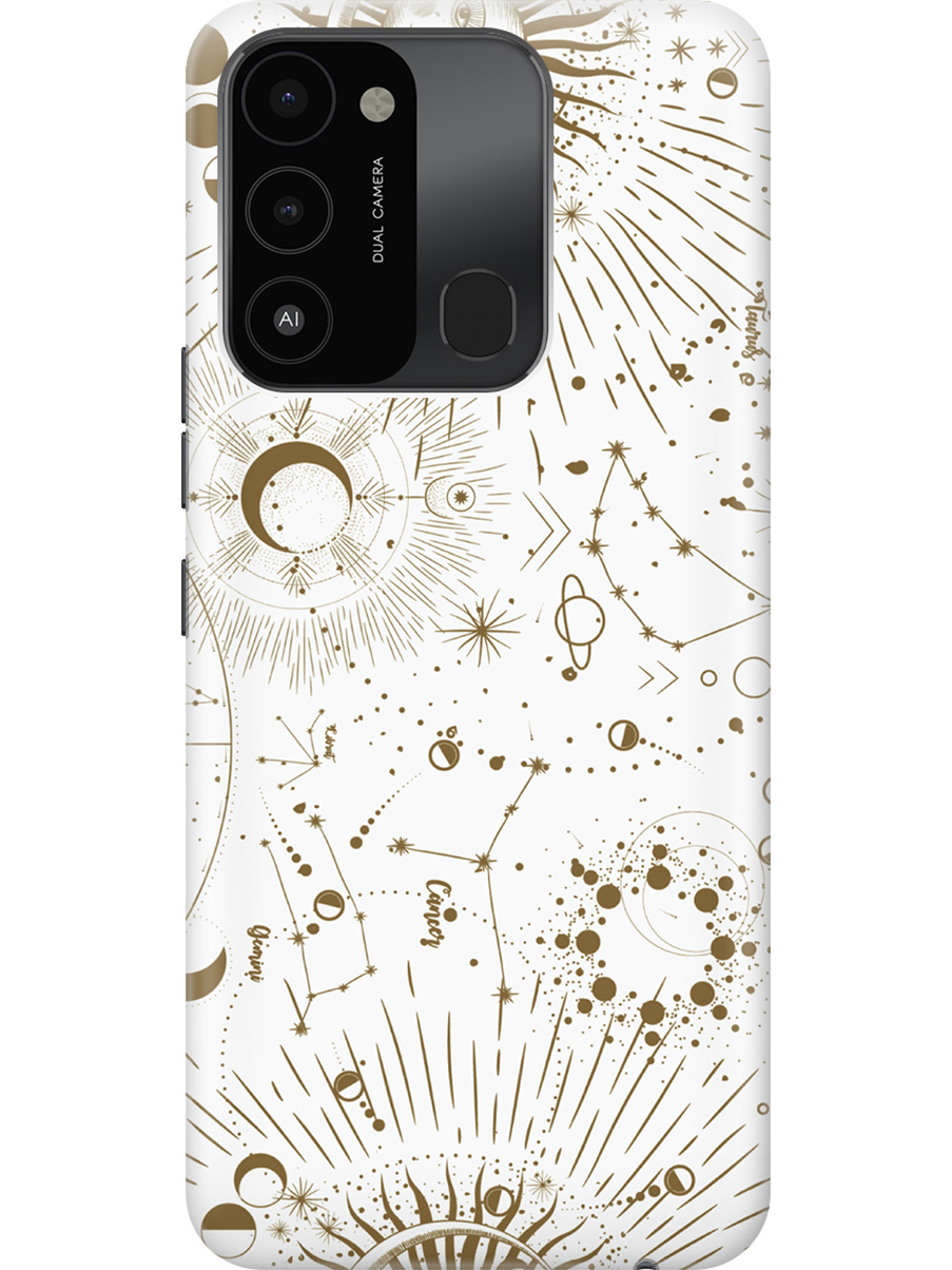 

Силиконовый чехол на Tecno Spark 8C "Карта звездного неба", Белый;золотистый, 20001472