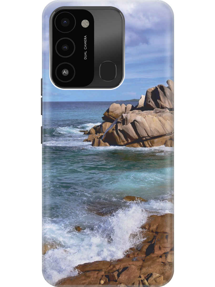

Силиконовый чехол на Tecno Spark 8C "Скалистый берег", Голубой;коричневый, 20001472