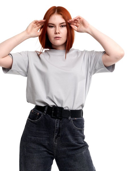 

Футболка женская LA URBA PERSON оверсайз серая 42-44 RU, оверсайз