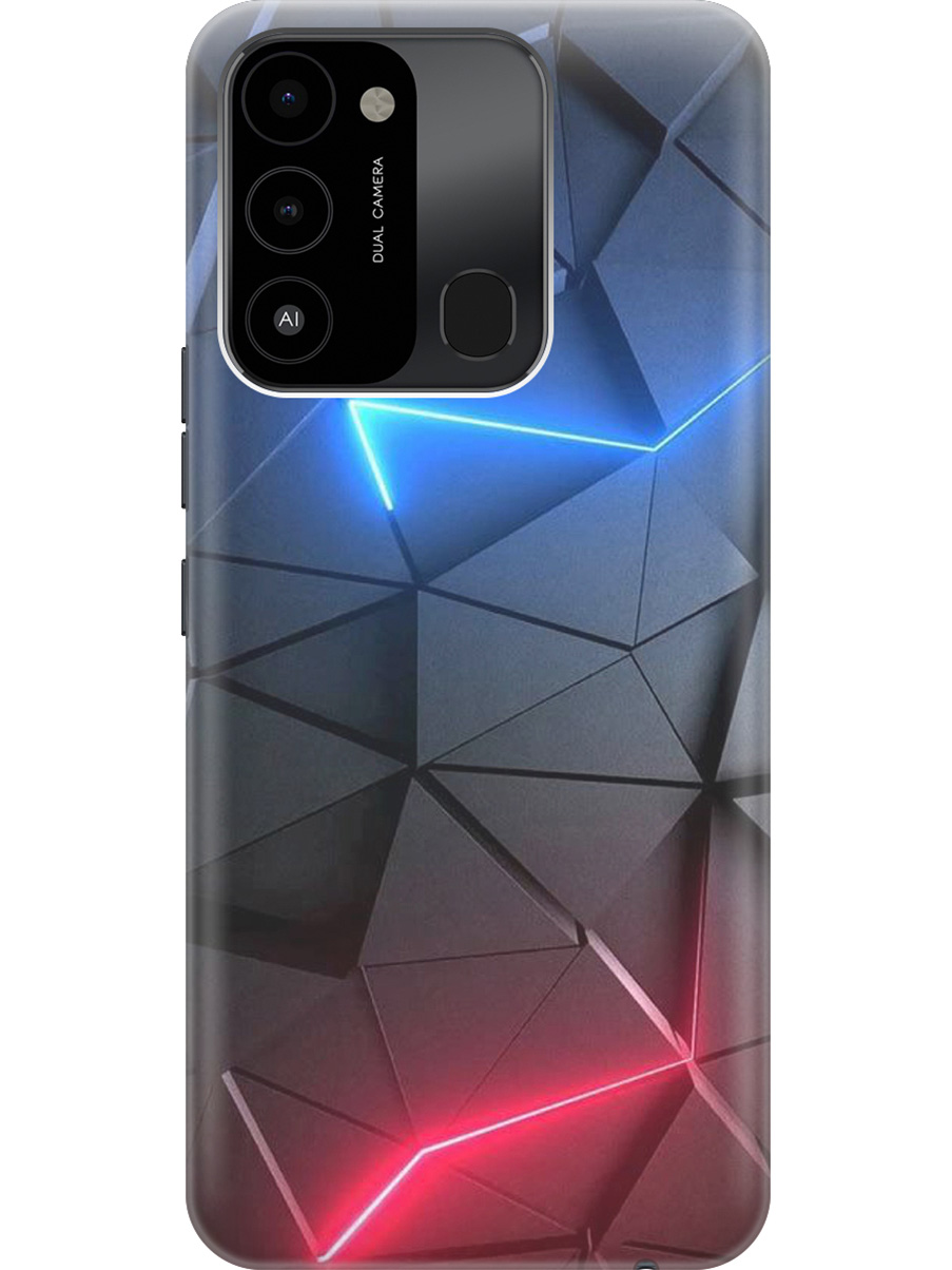

Силиконовый чехол на Tecno Spark 8C "Графитовые грани", Серый;синий, 20001472