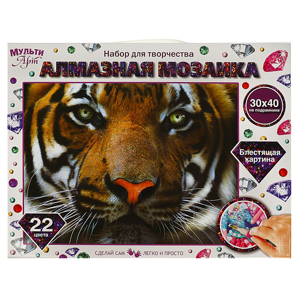 Алмазная мозаика MultiArt Тигр, 30х40 см