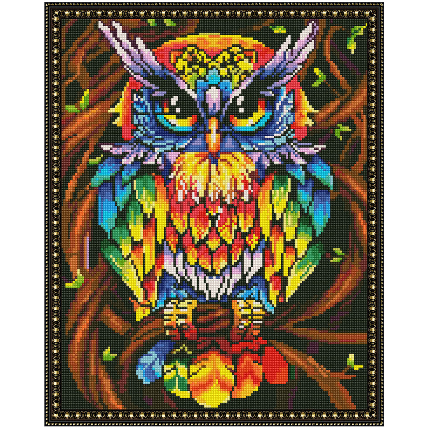 

Картина мозаикой с нанесенной рамкой Molly Сказочный филин KM0949, 34 цвета, 40x50 см