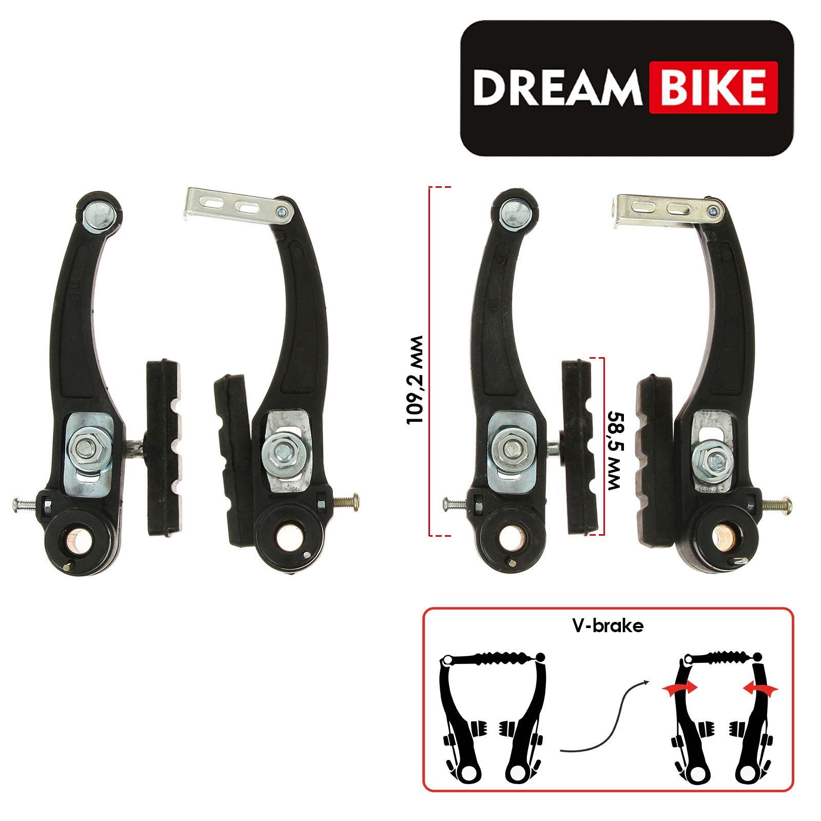 

Комплект Dream Bike, V-brake, 5284293, тормозов, Черный