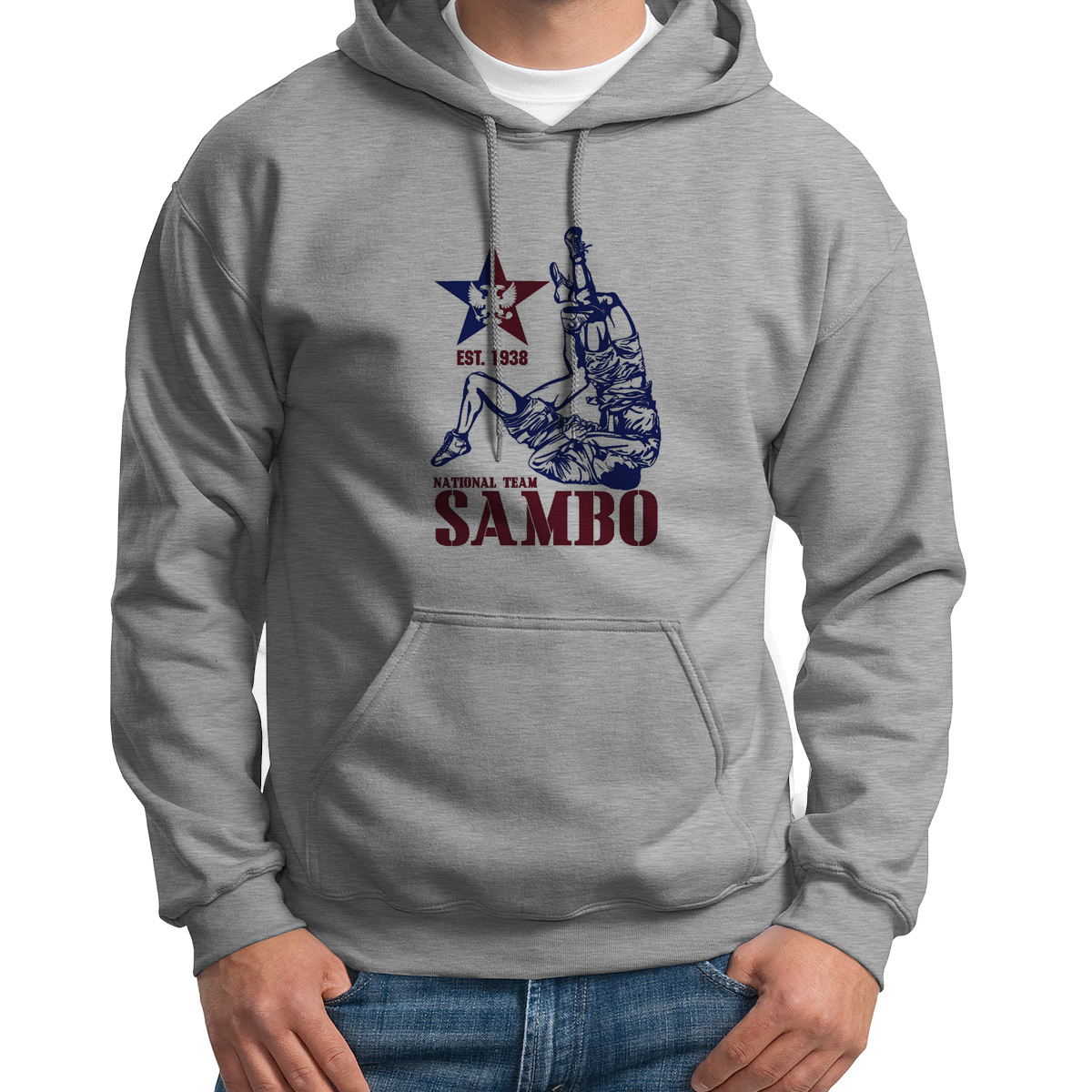 

Худи унисекс CoolPodarok Sambo самбо серое 46 RU, Серый, S0113455