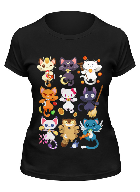 

Футболка женская Printio Коты и кошки (cats) черная 2XL, Коты и кошки (cats)