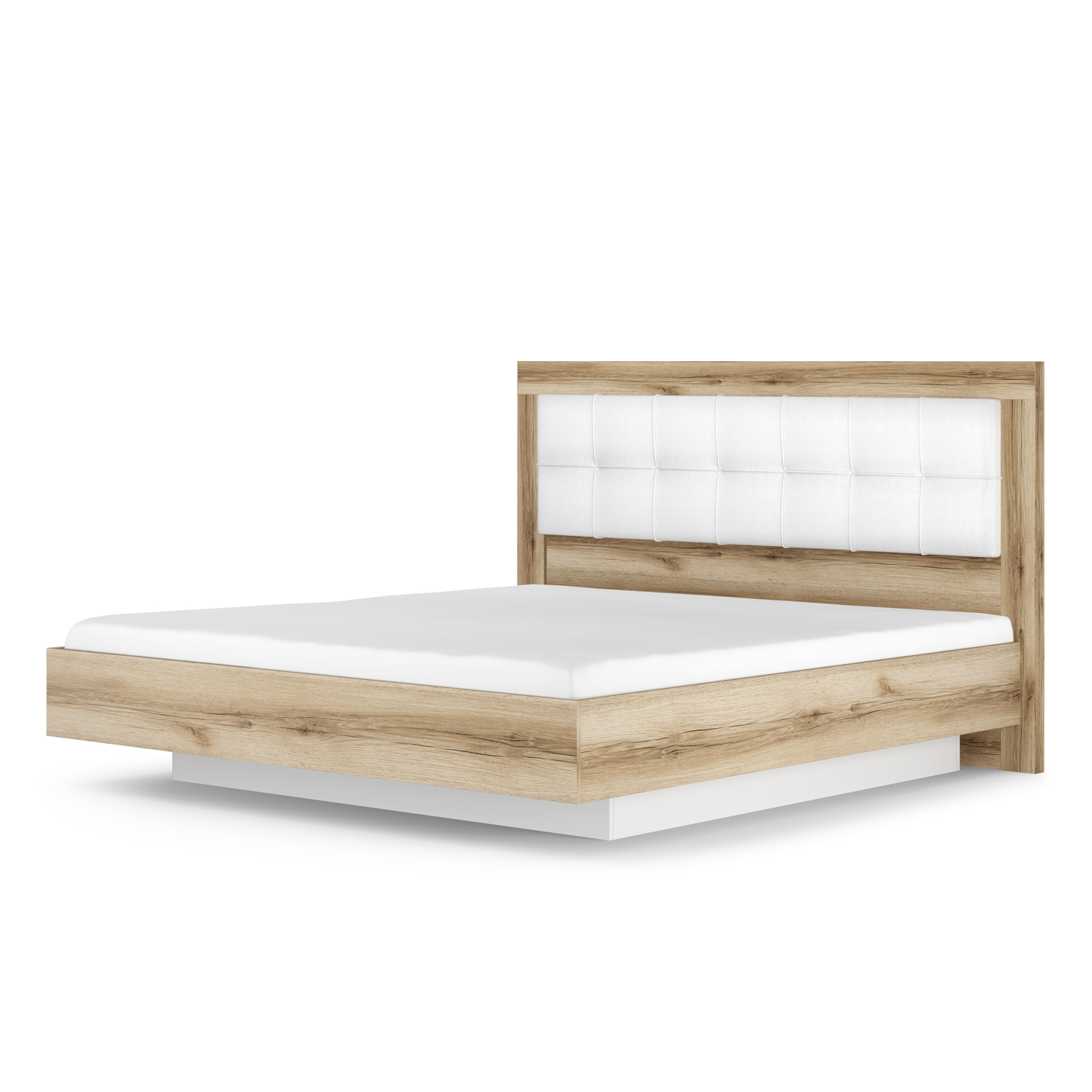 

Кураж Кровать-5 с подъемным основанием 1600 экокожа Вега Скандинавия белый + дуб каньон