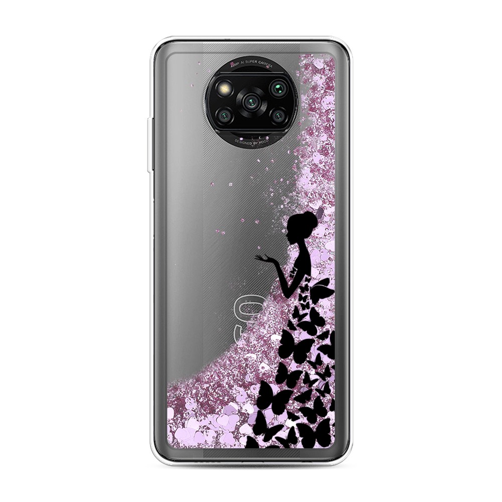 

Жидкий чехол с блестками "Дама в бабочках" на Xiaomi Poco X3 Pro, 310694-1