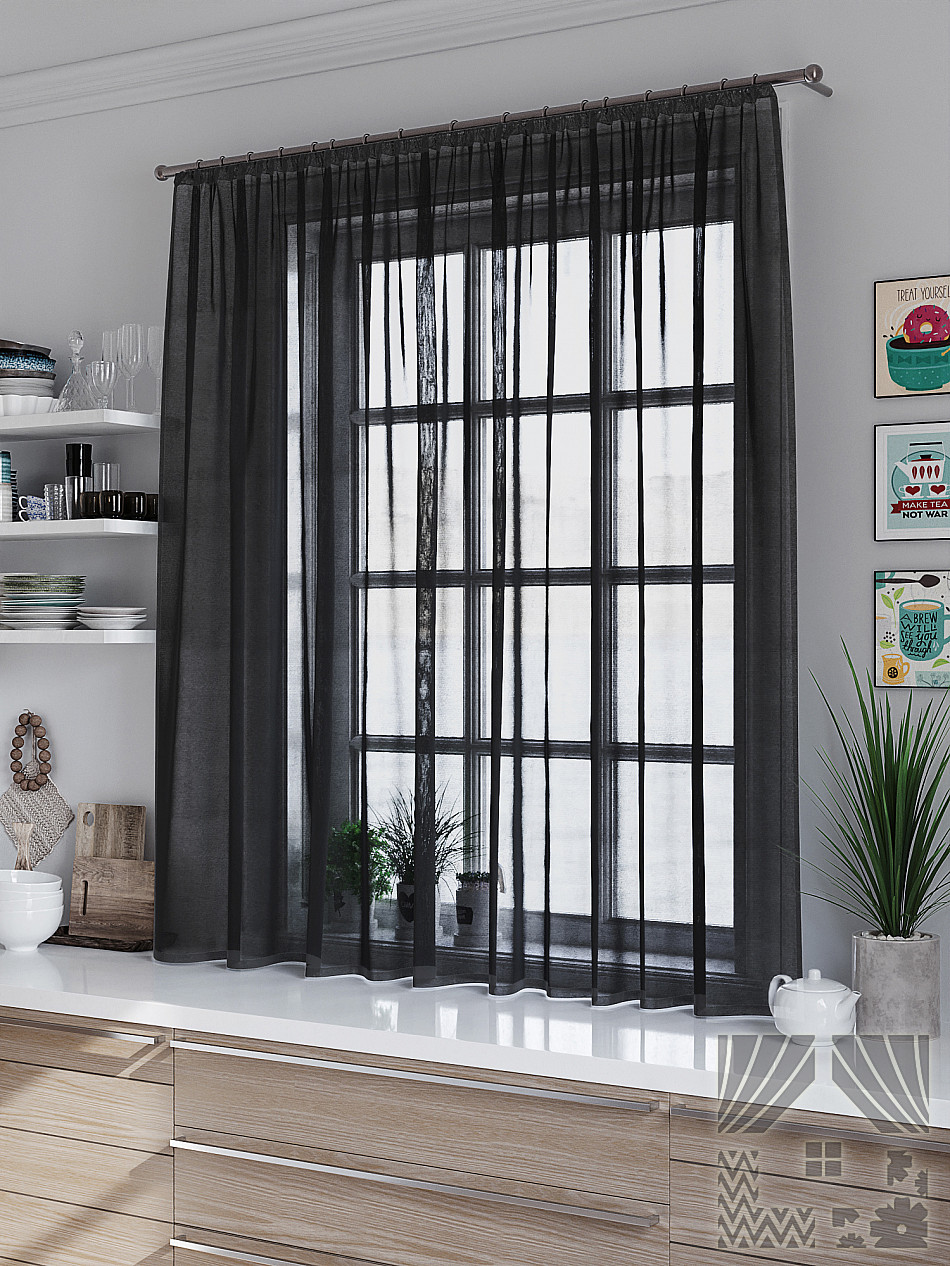 

Тюль Miazzo 400х200 см Черная в гостиную детскую спальню Турция