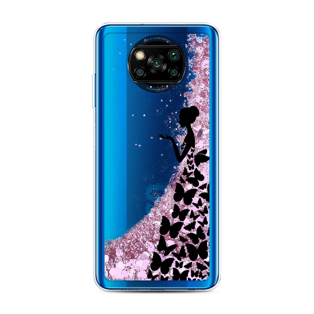 

Жидкий чехол с блестками "Дама в бабочках" на Xiaomi Poco X3 NFC, 39294-1
