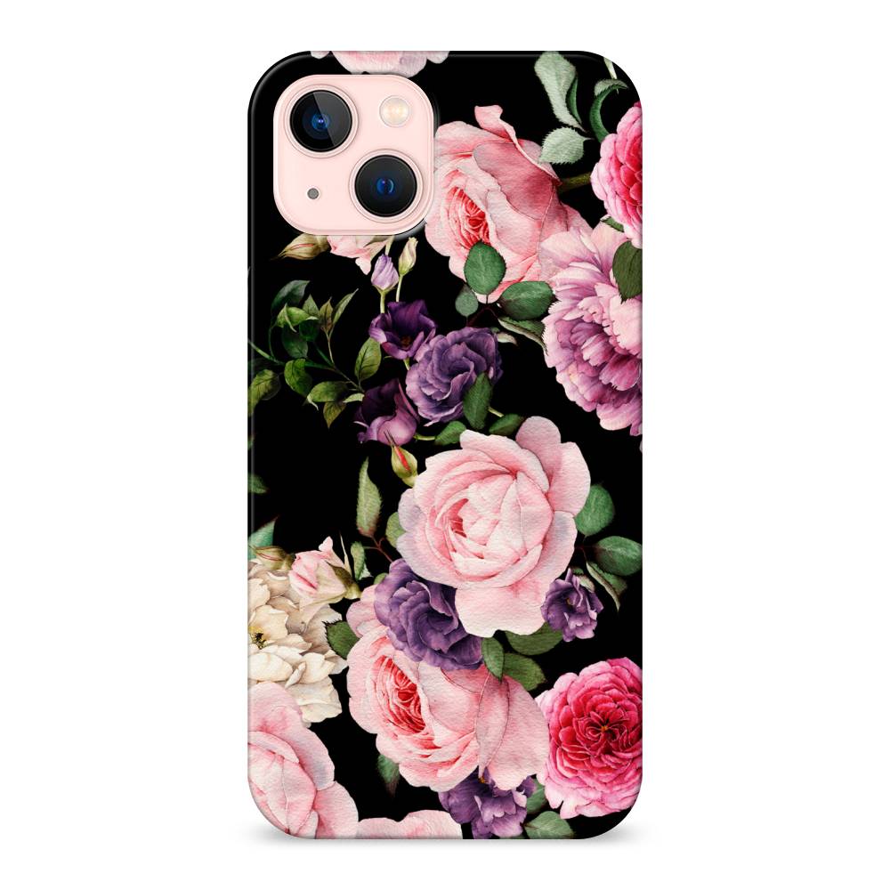 

Пластиковый чехол "Пионы на черном" на Apple iPhone 13, 14220-6