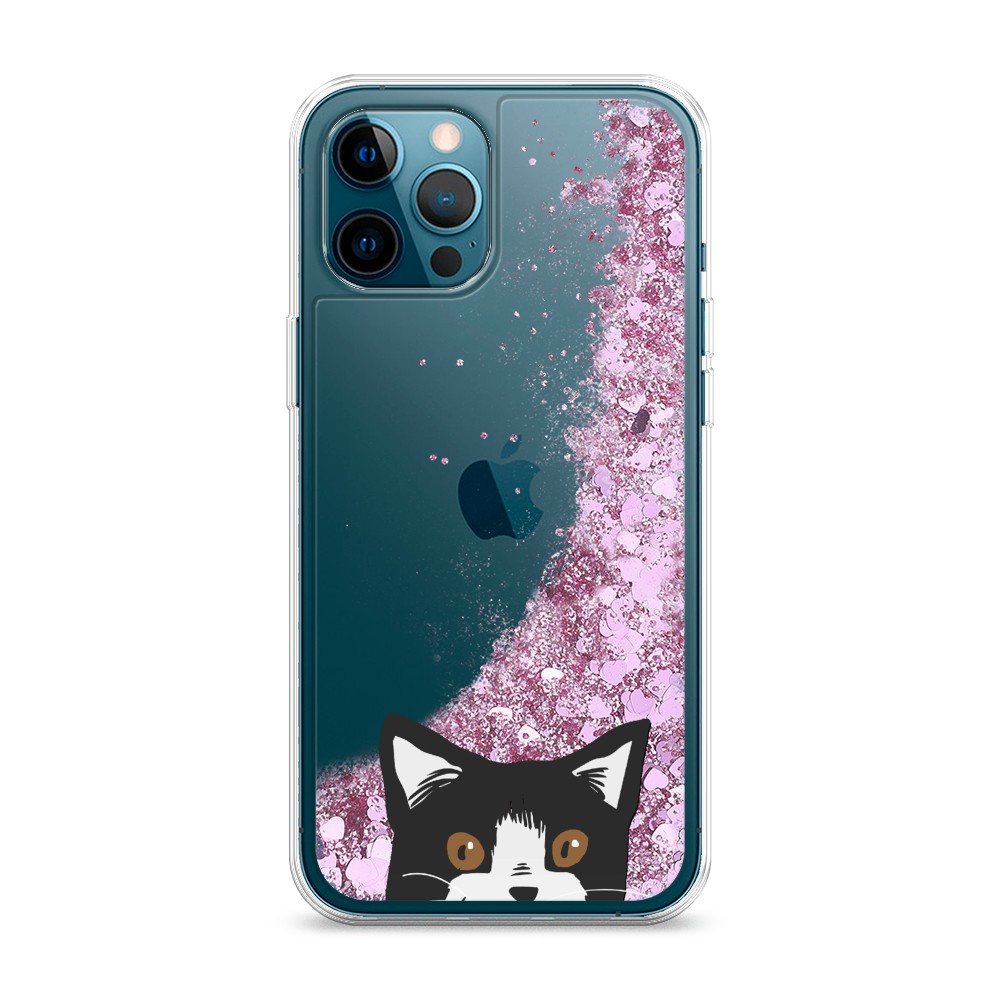 

Жидкий чехол с блестками "Подглядывающий кот" на Apple iPhone 12 Pro Max, 12794-1
