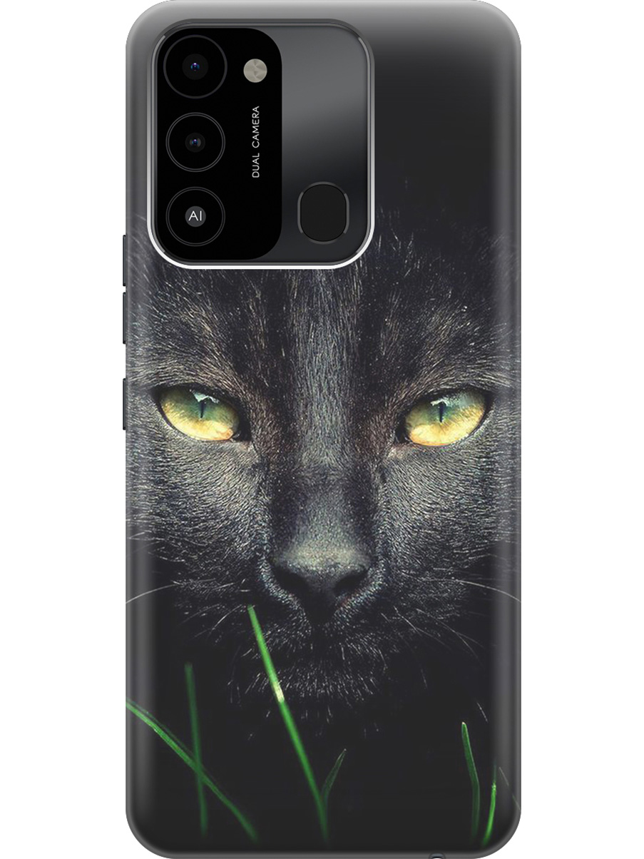 

Силиконовый чехол на Tecno Spark 8C "Кошка в темноте", Черный, 20001472