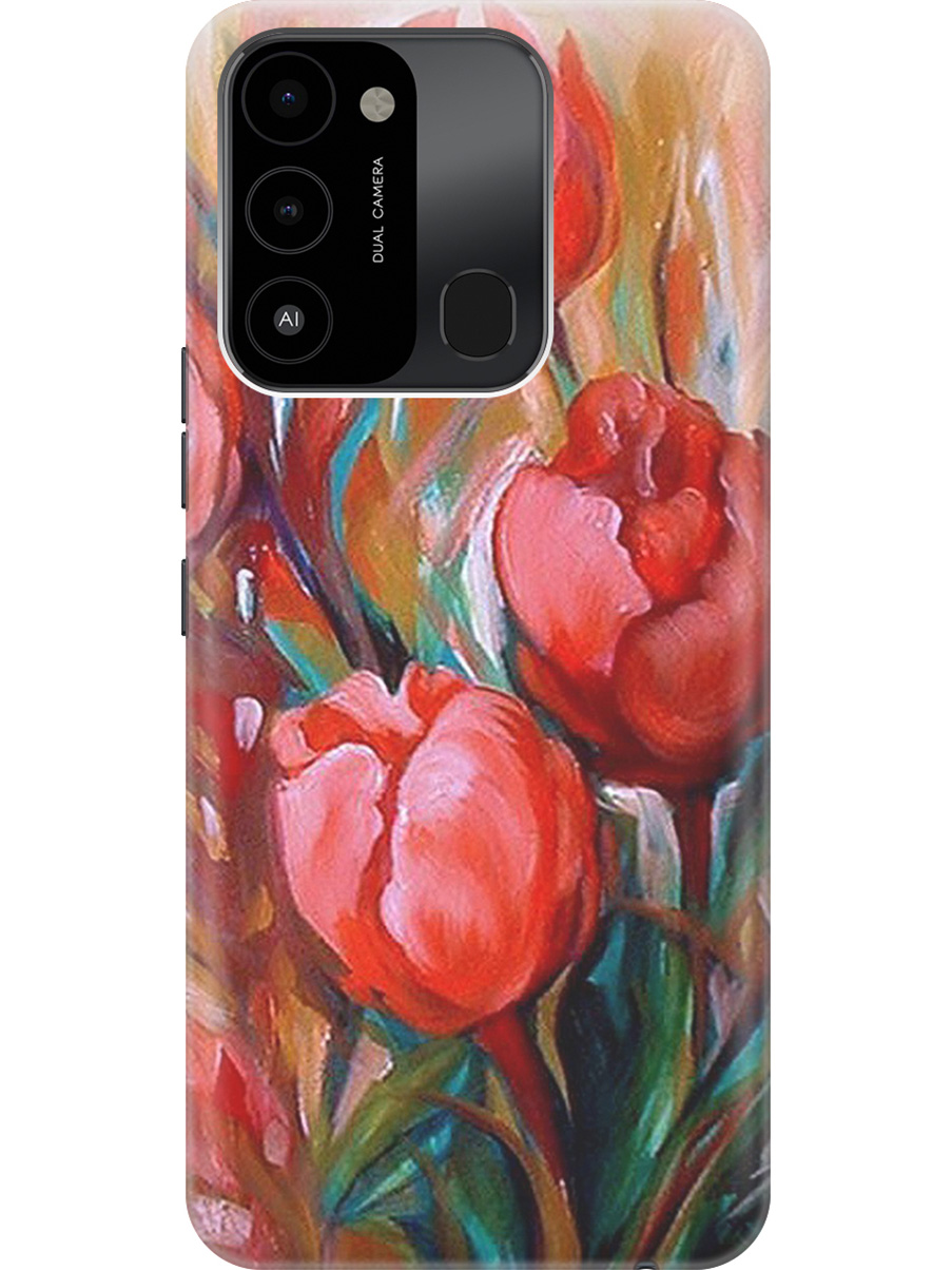 

Силиконовый чехол на Tecno Spark 8C "Тюльпаны", Зеленый;красный;розовый, 20001472