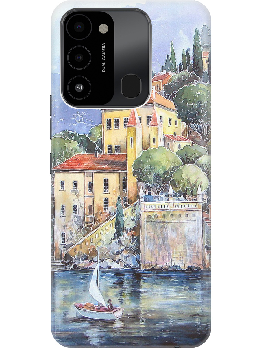 

Силиконовый чехол на Tecno Spark 8C "Город у моря", Голубой;желтый;зеленый, 20001472