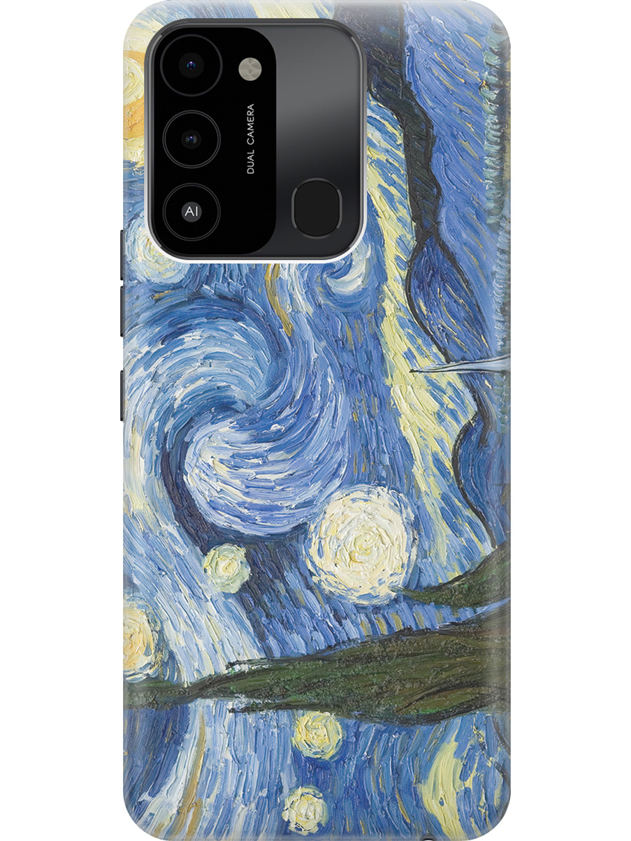 

Силиконовый чехол на Tecno Spark 8C "Звездная ночь", Голубой;желтый, 20001472