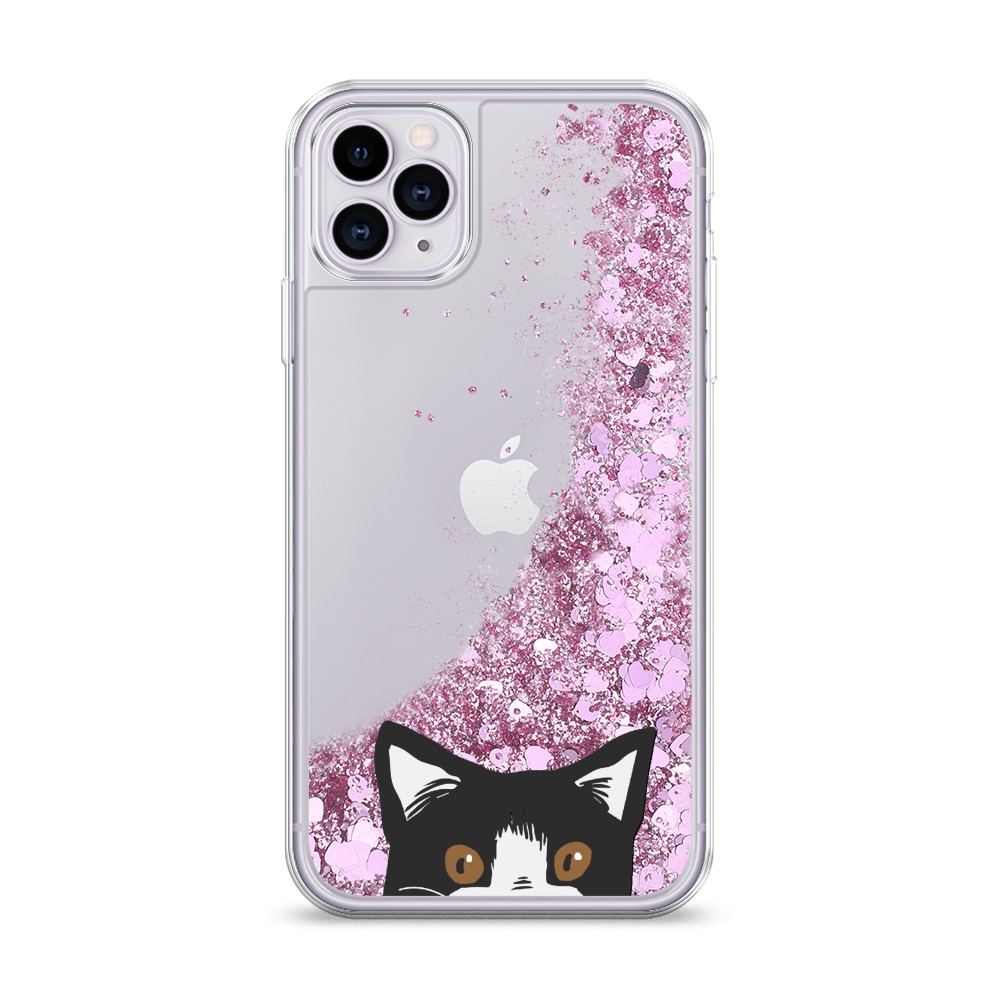 

Жидкий чехол с блестками "Подглядывающий кот" на Apple iPhone 11 Pro Max, 12294-1